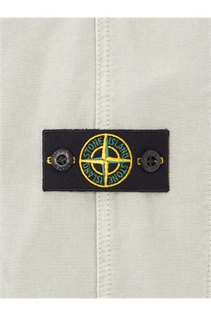 Pearl gray stretch organic cotton canvas coach jacket STONE ISLAND KIDS | L1S164100010S0104V0161